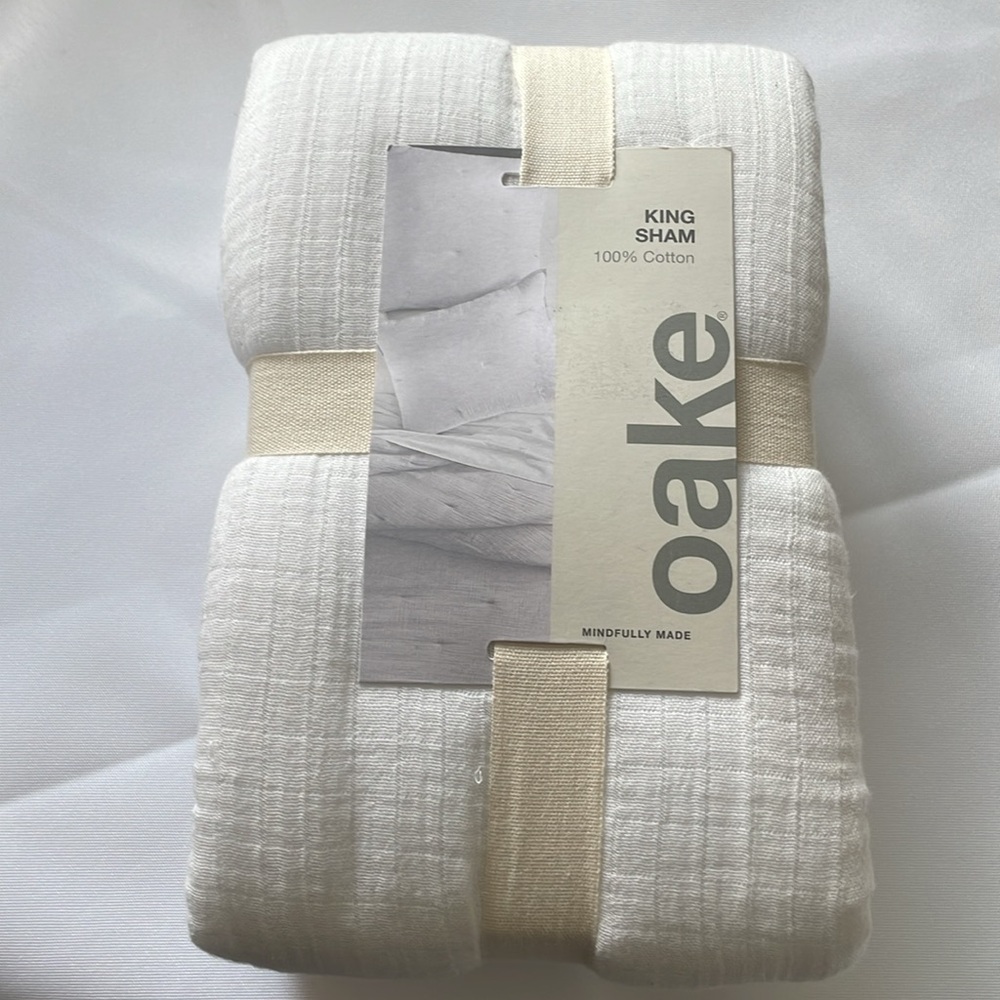 Oake King Sham Tacked Stitch 100% Cotton
